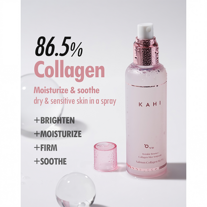 KAHI Wrinkle Bounce Collagen Mist Ampoule, Hydrating Face Mist with Collagen, Hyaluronic Acid & Niacinamide, Lightweight Korean Facial Spray for Dry Skin & Makeup Refresh
